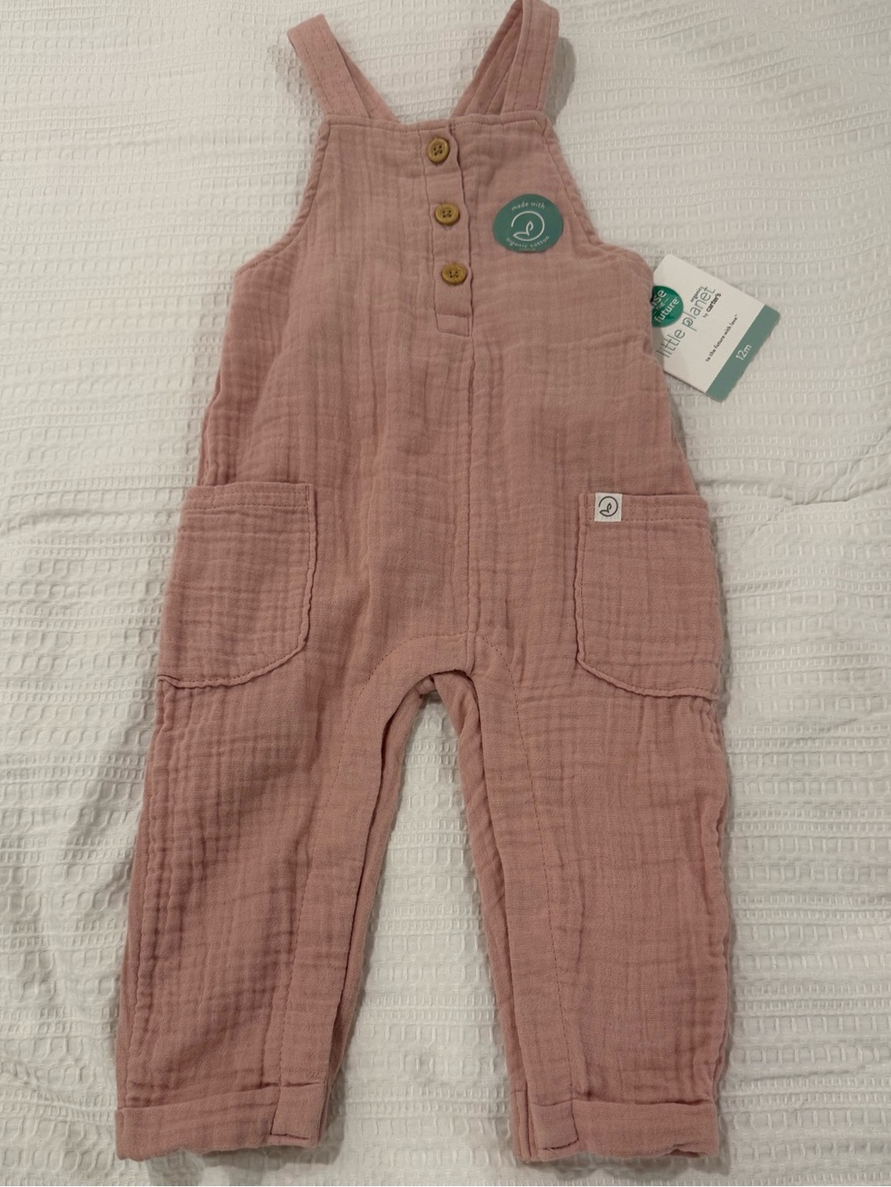 Little Planet Organic  Dusty Rose Soft Gauze Overalls with Pockets - 12 months